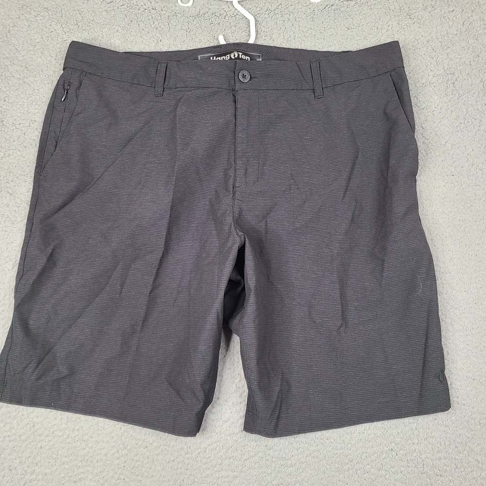 Hang Ten Mens Hybrid Shorts 38 Dark Gray Charcoal Textured Stretch